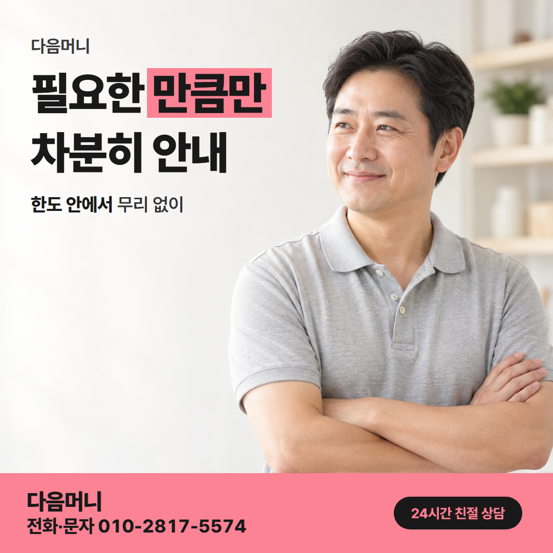 다음머니 신한카드 카드깡 한도 확인 안내